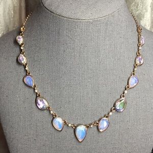amazing faux moonstone and rose gold necklace